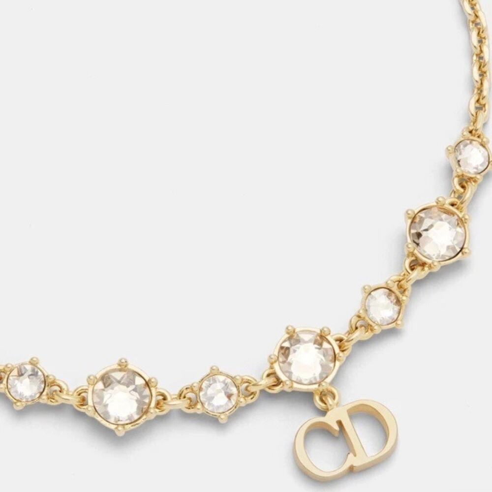 Dior Clair D Lune Crystal Bracelet Gold CD Charm Authentic - Picture 2 of 5